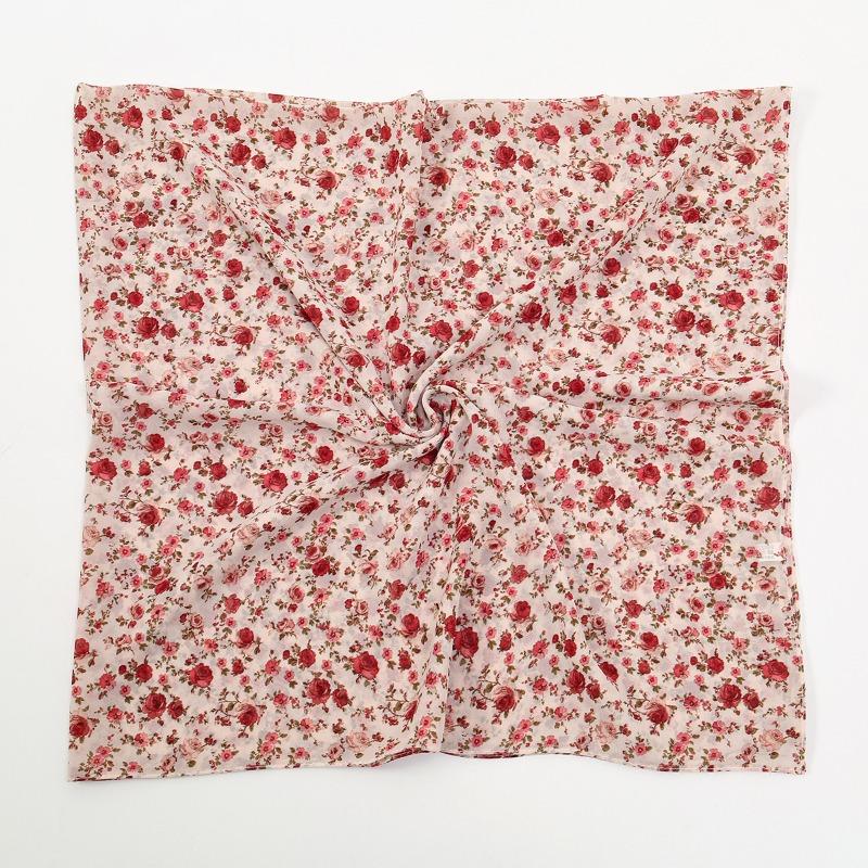 New Printed Chiffon Bag Head Square Scarf Small Floral Ethnic Headscarf Women's Sunscreen Shawl