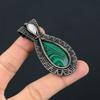 Malachite & Moonstone Gemstone Pendant Handmade Jewelry, 999 Copper Wire Wrapped Pendant Jewelry