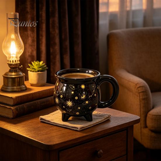 Funny Gift for Friends Halloween Coffee Mug with Ergonomic Handle, 380ml Capacity, Ceramic Pot Shaped Novelty Cup, Hot And Cold Beverages Drinking Cup