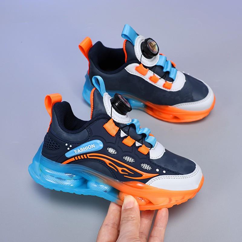 Kids Chunky Sneakers Boys Girls 2026 Soft Sole Running Shoes With Rotating Snap Synthetic Leather Upper