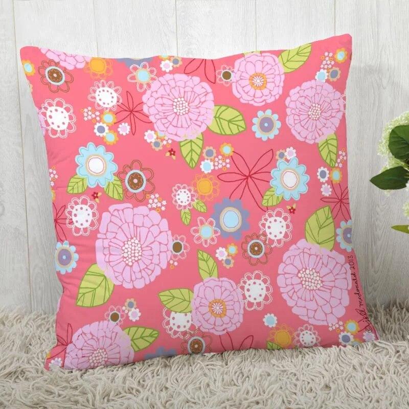 Pillowcase Flower Pattern Square  Christmas Zipper