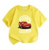 Cartoon Racing Car Print Kids T-Shirt for Boys Girls, 100% Cotton Casual Crew Neck Short Sleeve Tops, Lightweight Breathable Summer Cute Racing Vehicl