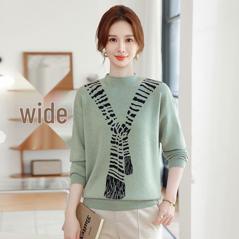 2025 New Autumn Women's High-Neck Knit Sweater for Middle-Aged Fashion