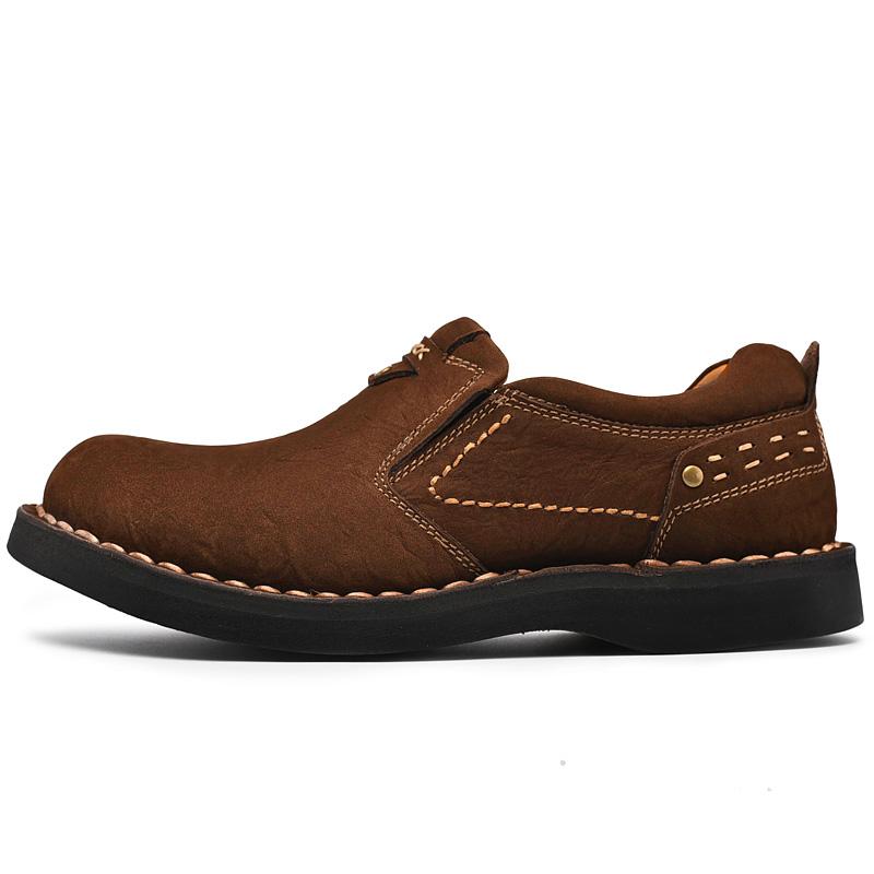 

Кожаные туфли мужские на открытом воздухе дышащие мужские повседневные кожаные мужские туфли на плоской подошве обувь в британском стиле 44 темно-коричневого