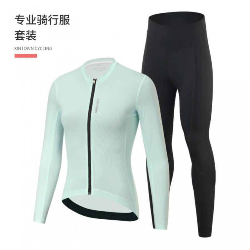 Womens Long Sleeve Cycling Jersey Breathable Quick-Dry Slim Fit Road Bike Top