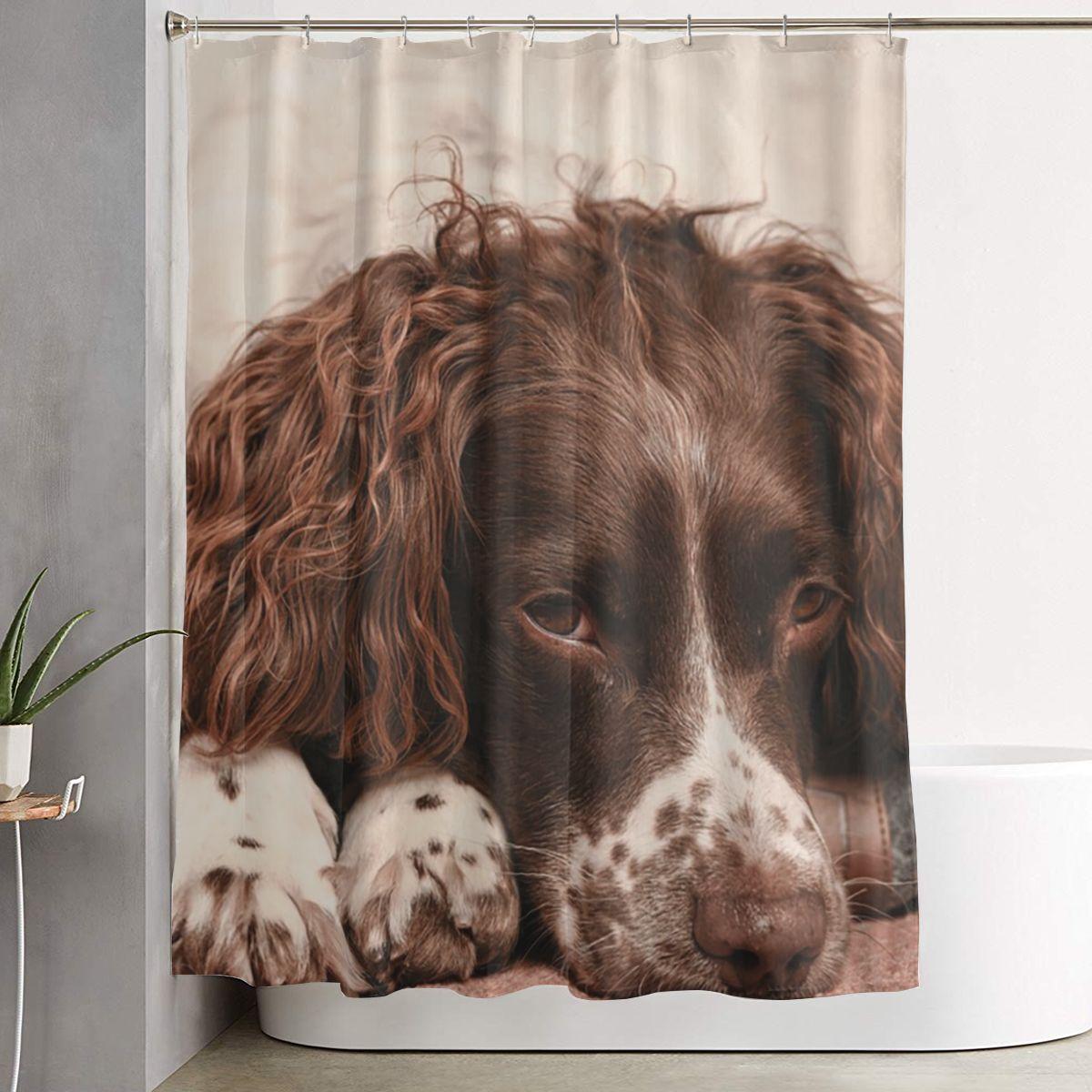 Jessica Chen English Springer Spaniel Shower Curtain Bathroom Polyester Waterproof Bath Curtains With Hooks