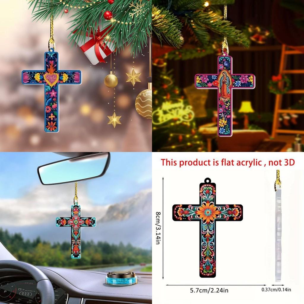 Pingente de Cruz de Páscoa em Acrílico para Carro Com Design Minimalista Para Decoração de Interior de Veículo