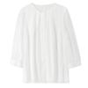 Fashion Crew Neck White Pleated Chiffon Shirt Women's 2025 Spring Summer Loose Casual Blouse Commuter Seven-quarter Sleeve Top Simple Clothes 2741