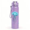 1PC Transparent Blue Jellyfish Underwater Ocean Print 750ml Color Plastic Sports Water Bottle Leakproof Flip Straw Lid Suitable for Sports Office Use