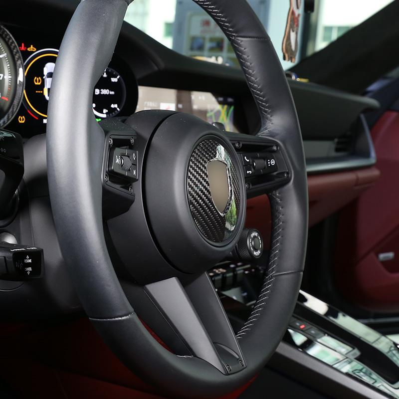 For Porsche 911/Taycan/Macan/Panamera Steering Wheel Decoration Panel Cover Real Carbon Fiber Car Interior Styling Accessories