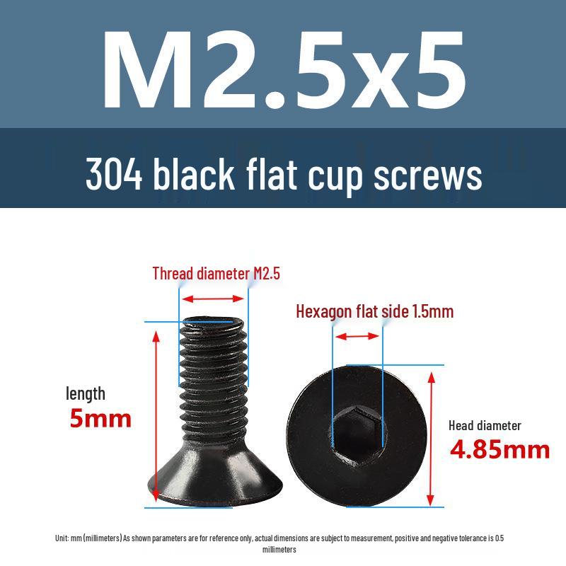 

Yigu Black 304 Stainless Steel Extended Flat Head Hex Socket Screws (M2, M3, M4)