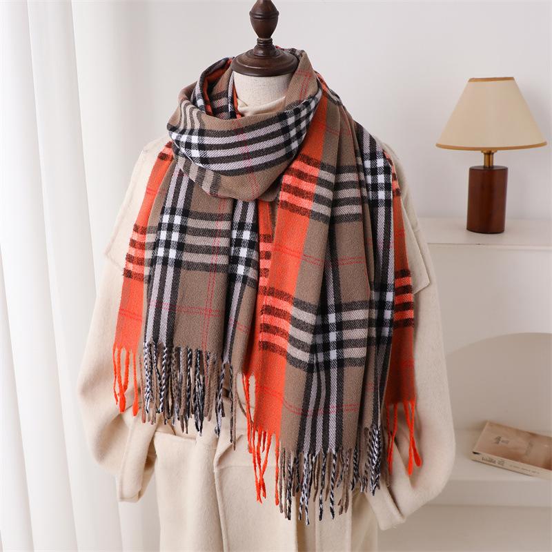 British Style Pattern Autumn And Winter Warm Scarf Women'S Shawl Fashion Versatile Commuter Fringed Imitation Cashmere Scarf