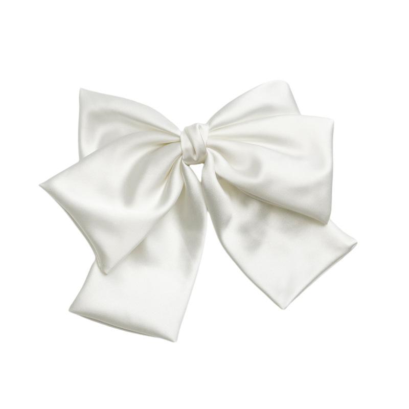 Simple Bow Hairpin with Three Layers of Soft Satin Surface, Retro Elastic Hairpin for The Back of The Head.