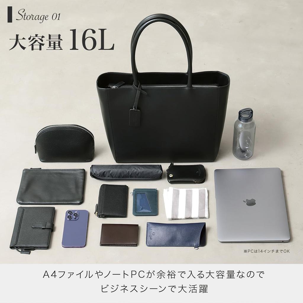 BLUE SINCERE Genuine Leather Tote Large Fits A4 5 Simple Design with Business Tote Bag RT6 Men's Bag, Freestanding, Capacity, Paper, 14-inch Laptop,