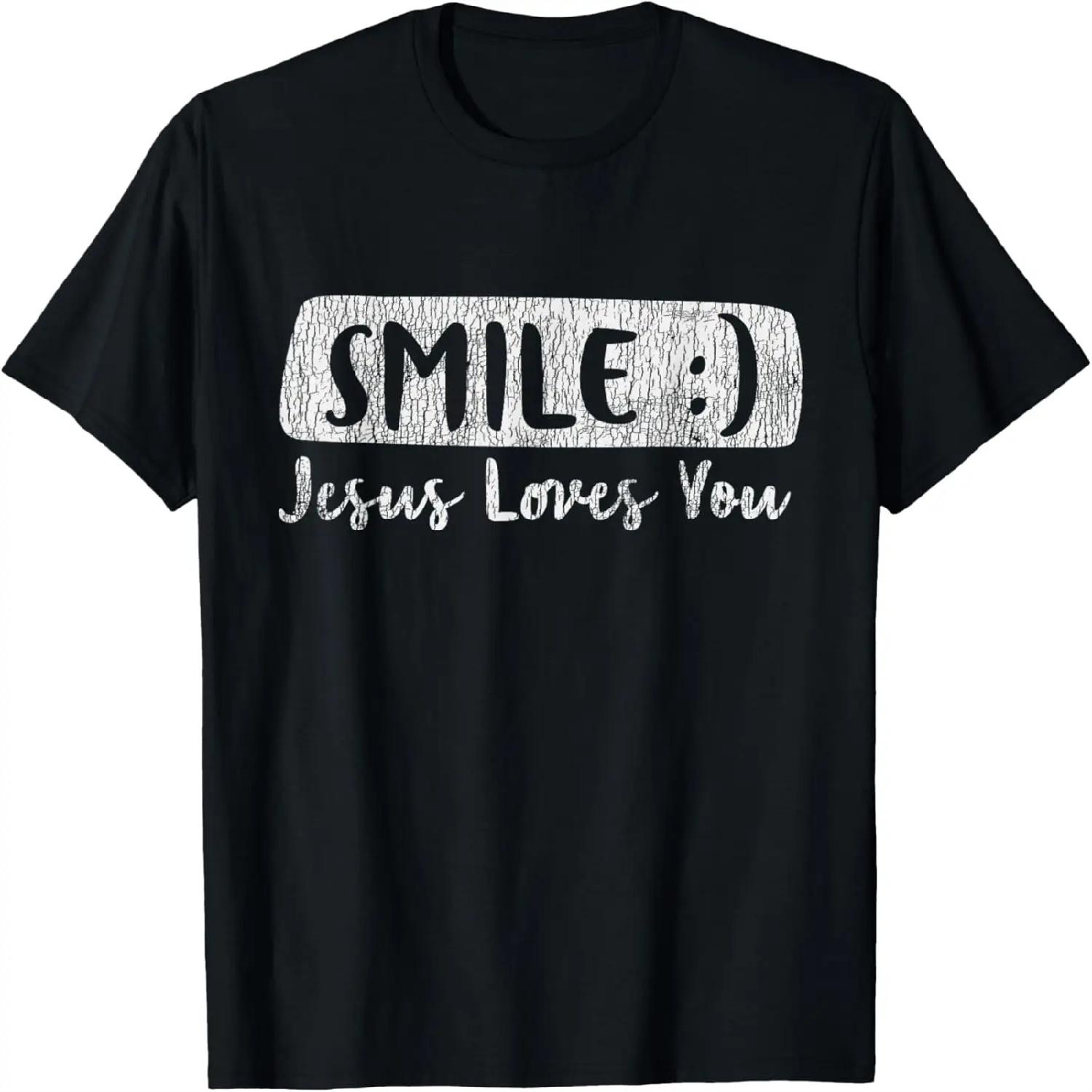 Винтажная футболка с надписью Smile Loves You Jesus Религиозная вера Христианский подарок XXXXXL разноцветный