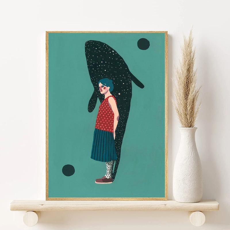 Leopard And Female Art Poster HD art sticky wall waterproof home living room bedroom bar aesthetic decoration