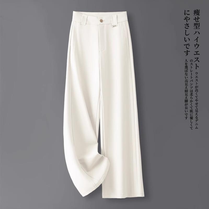 Gray High-Waisted Wide-Leg Suit Pants for Women - Spring/Autumn 2025 Trendy Casual Straight-Leg Style