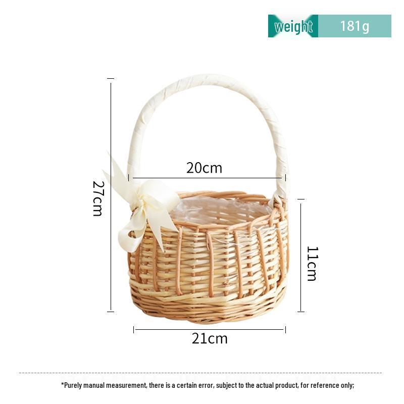 Willow Woven Princess Handbag: Floral Basket, Wedding Gift, and Pastoral Flower Arrangement Souvenir
