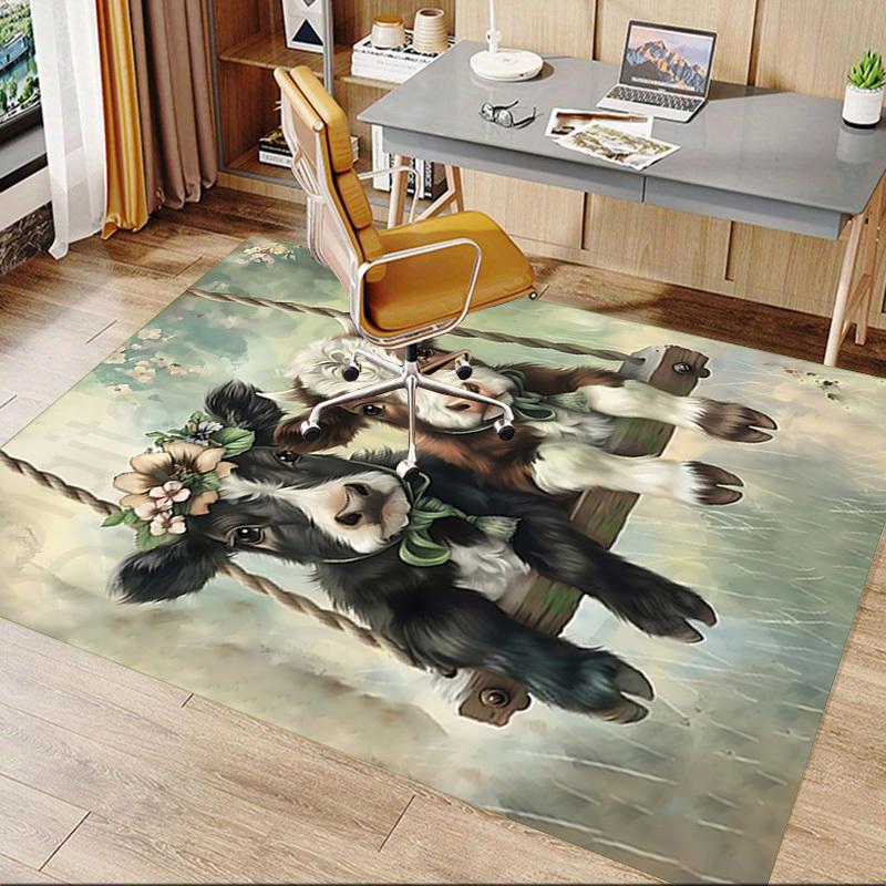 1PC Cow Swing Extra Large Non Slip Floor carpet, Office, family, bedroom Large Area Rug Indoor Rugs, Vibrant Colors