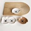 Adorable Ceramic Sauce Dish With Cute Dog & Bear Design - Single/Double Compartment Dip Bowl For Condiments, Snacks, Sushi, Soy