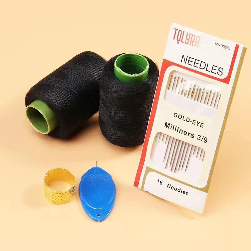 Mending Handmade Needle and Thread Set: White & Black Sewing Threads for Clothes