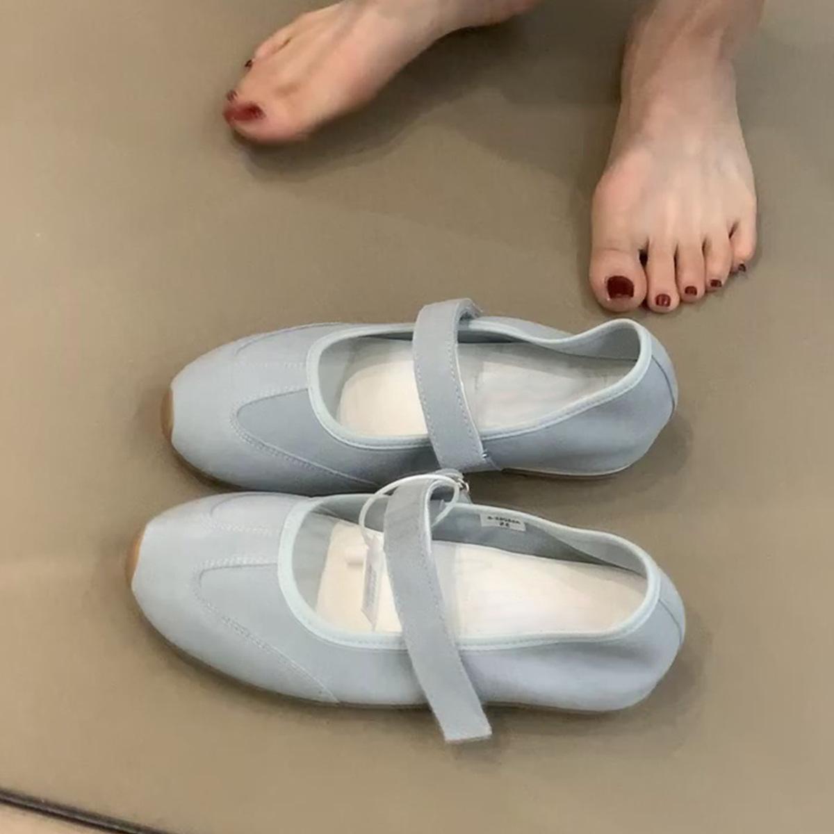 

Спортивные туфли Мэри Джейн на липучке, повседневная обувь, универсальные туфли на плоской подошве, балетки 40 синий