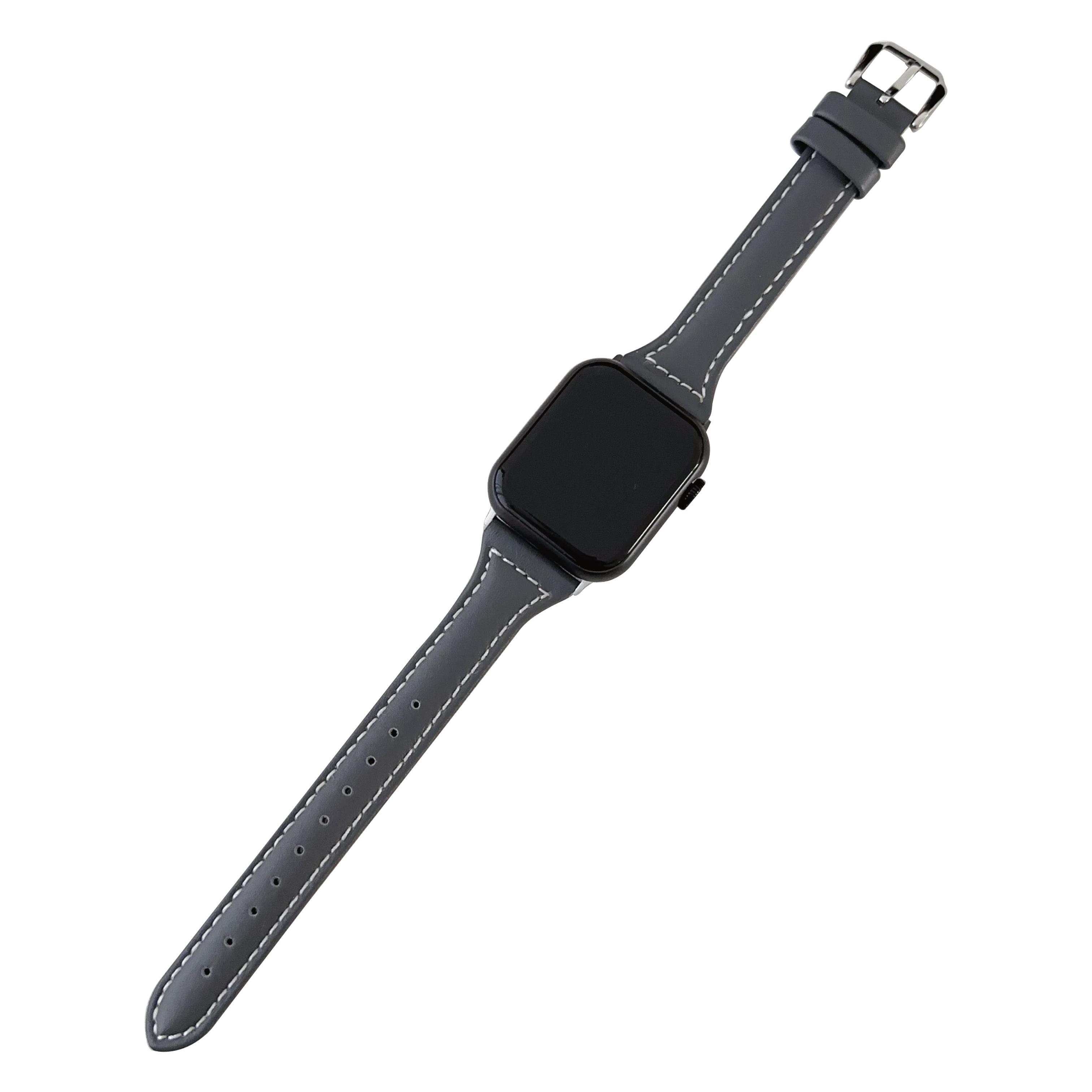 

For Apple Watch Series 10 42mm/9 8 7 41mm/SE (2023) SE (2022) SE 6 5 4 40mm/3 2 1 38mm PU Leather Watch Band Grey
