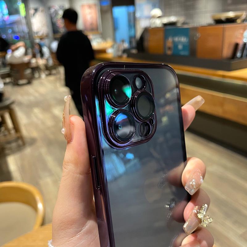 Plating Transparent Silicone Case For IPhone 15 14 Plus 13 11 12 15 Pro Max Mini XR X XS 7 8 SE Lens Shockproof Acrylic Cover