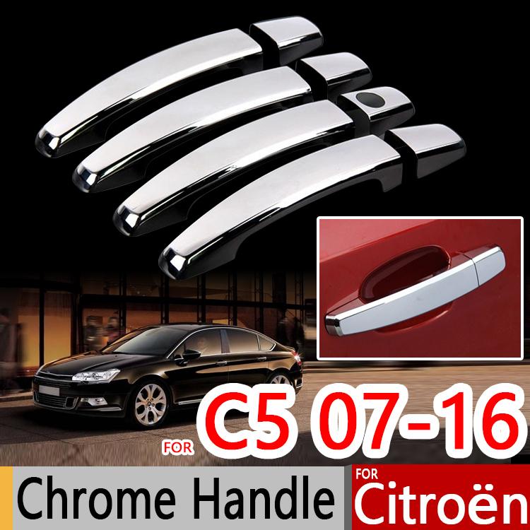 For Citroen C5 2007-2016 Chrome Handle Covers Trim Set of 4Pcs Wagon Car Accessories Stickers Car Styling 2009 2010 2011 2013
