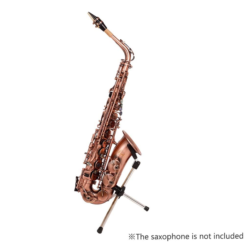 Xtahdge Foldable Saxophone Stand Portable Alto Saxophone Metal Floor Stand Holder Aluminum Alloy with Carrying Bag