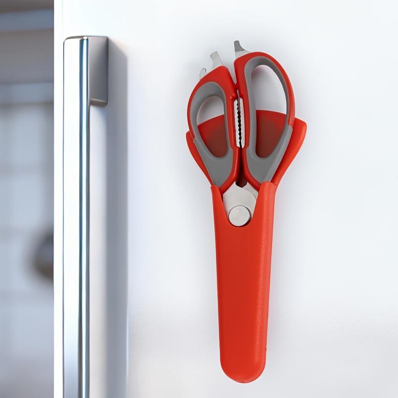 Multi-functional Kitchen Shears with Magnetic Holder - Sticks To Fridge Surfaces, Ultra-Sharp Stainless Steel Poultry Scissors for Cutting Chicken