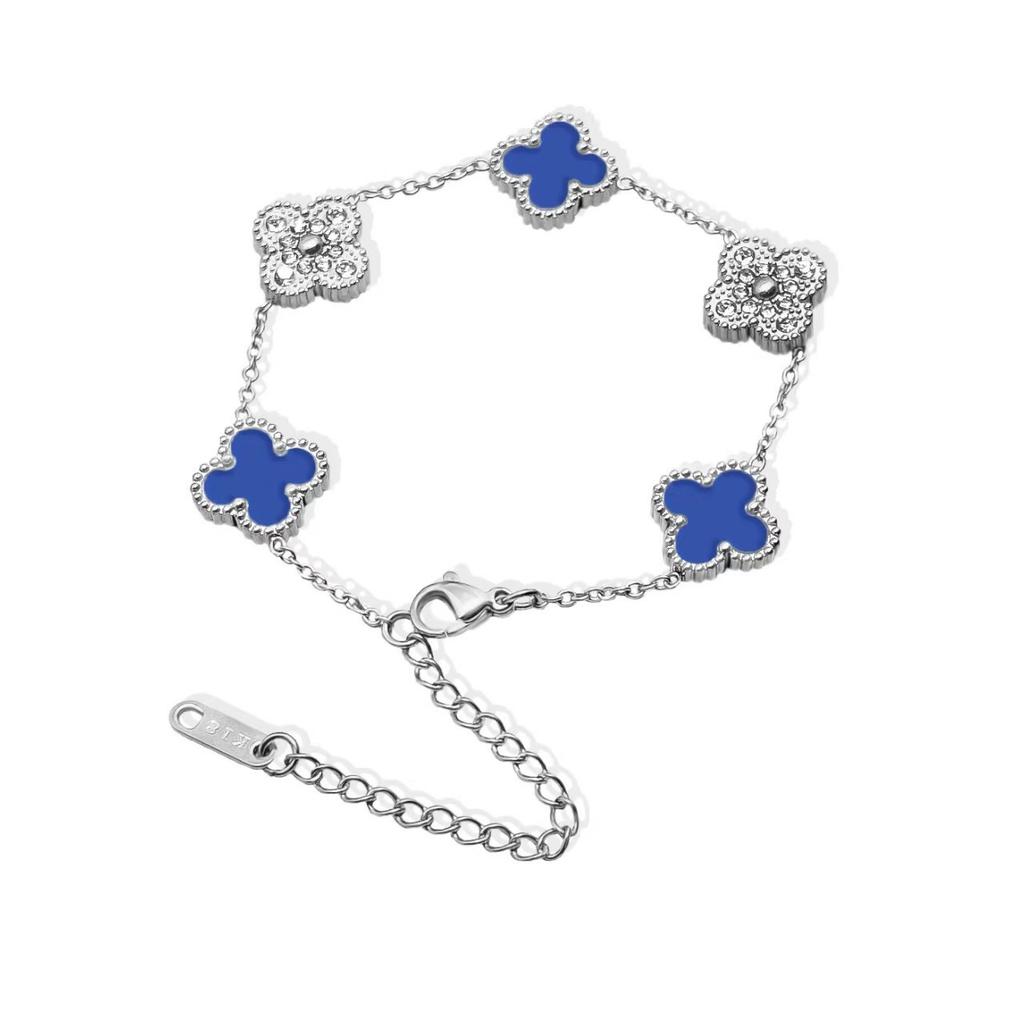 Bracciale quadrifoglio 13mm lusso leggero bracciale double-face 18K acciaio al titanio catena non scolorisce