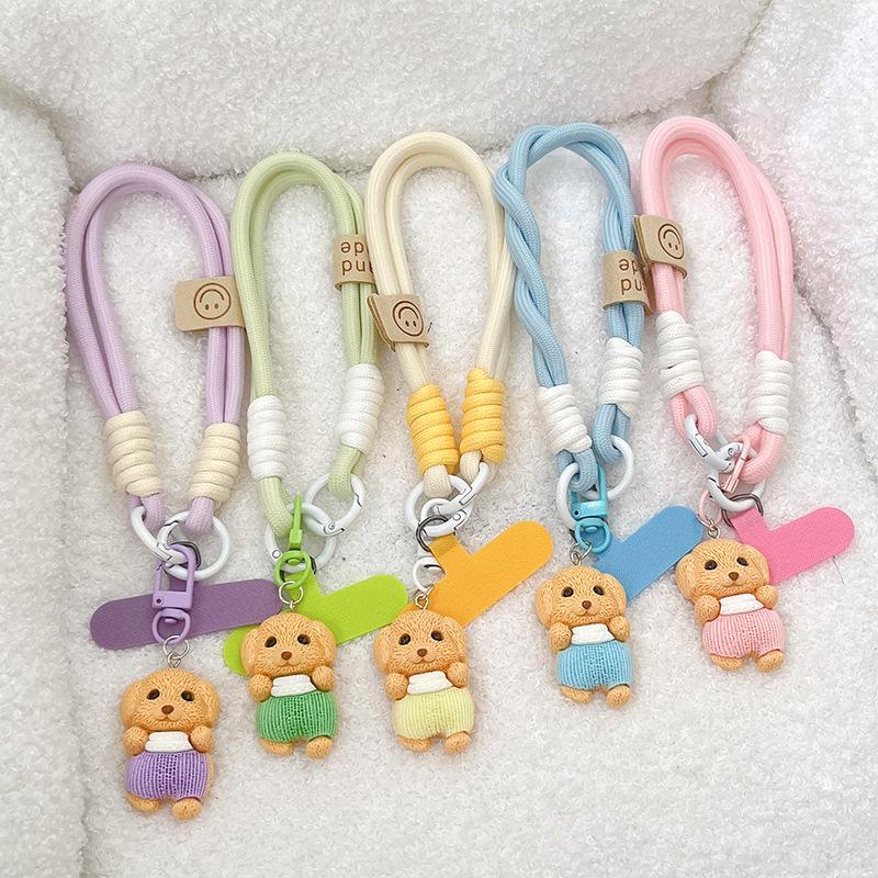 Cute Puppy Pendant Pendant Mobile Phone Lanyard Bold Anti-Drop Anti-Loss Clip Portable Rope Chain Braided Rope Idea