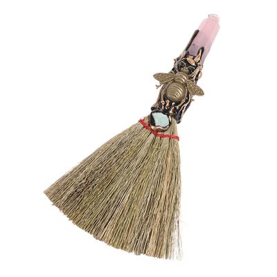 Rough Stone Witch Broom Ornaments Handmade Broom Craft Crystal Column Point Stone Broom  Psychic