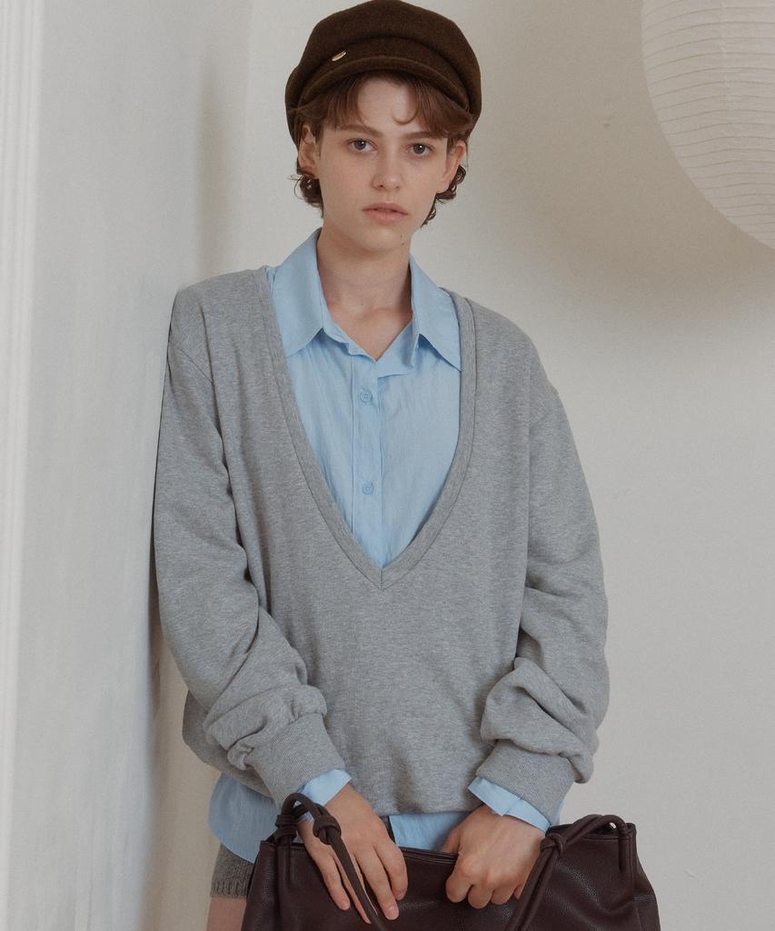ANOETIC Anc Deep V-Neck Sweat-Shirt_Grey