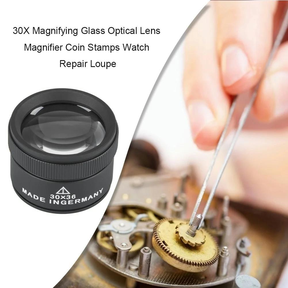30X Adjustable Handheld Cylindrical Magnifier LED UV Jewelry Money Glass Loupe Magnifying Glass for Precision Work Watch Repair