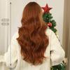LOUIS FEREE Long Wavy Wig With Bangs Red Brown Ginger Copper Synthetic Wigs for Women Natural Wave Curly Wigs Heat Resistant Hair for Daily