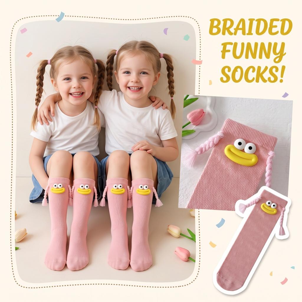 Girls' Colorful Long Tube Socks with Fun Design for Daily Wear