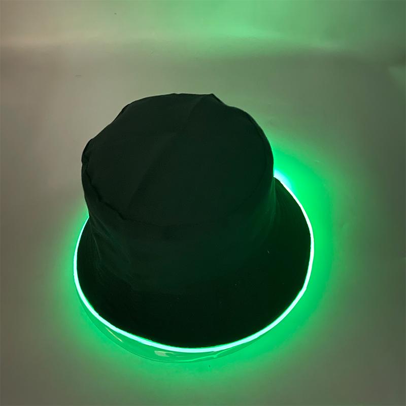 Night Club Dancing Party Performance LED Luminous Bucket Hat Colorful Neon Light Fishermen Caps Man Woman Glow Party Decor