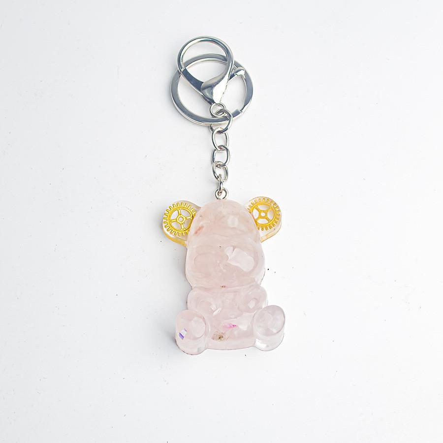 Crystal Stone Bear Pendant With Natural Gemstones For Car Keychain And Gift Use