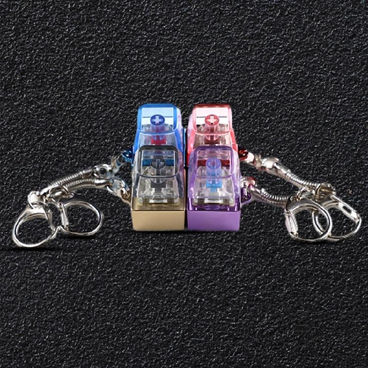 Stress Relief Keychain Mechanical Keyboards Keys Tester Keychain with Dynamic Color Zinc Alloy Base Cover For Durability