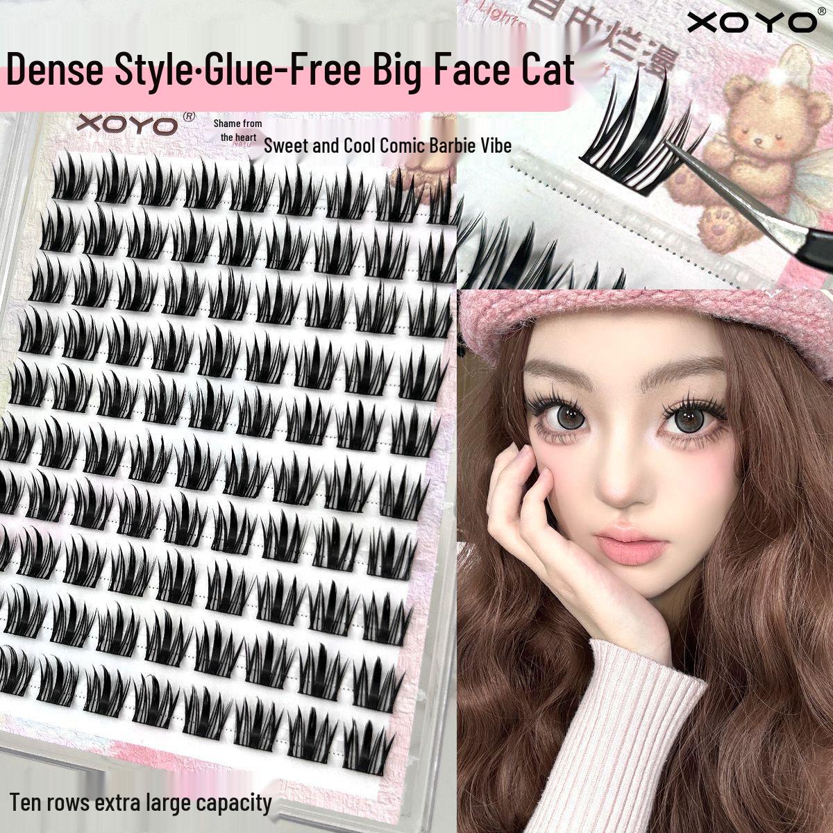 

XOYO Self-Adhesive Large Capacity Dense Cat Eyelashes – Natural, Photogenic, Curled, Beginner-Friendly Comic Barbie Style