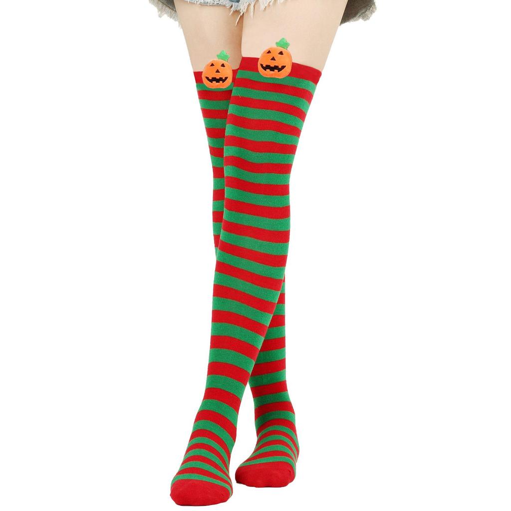 Women's Halloween Devil Over-the-Knee Cosplay Socks: European and American Striped Long Socks