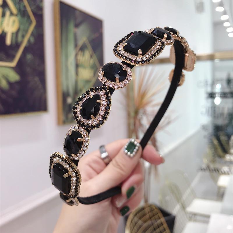 Baroque Rhinestone Headbands Hair Hoops For Women Vintage Colored Shiny Crystal Gem Bridal Hairband Headwear Headband
