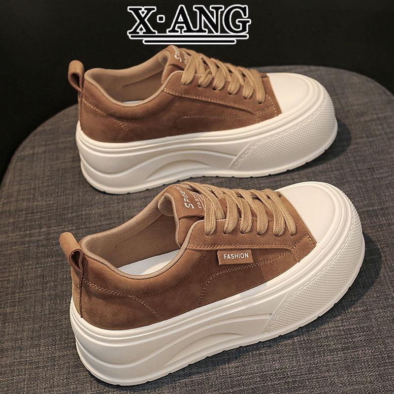 Leather Board Shoes Women's Thick-soled Heightening Little White Shoes New Autumn Shoes Women's Muffin Shoes Casual Sports Shoes