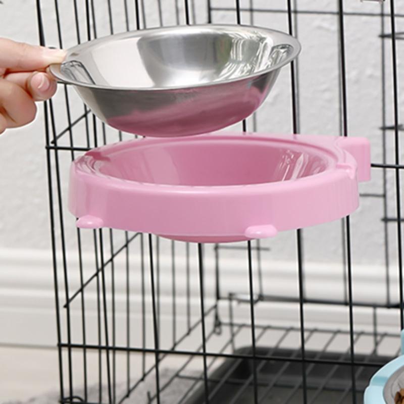 Removable Stainless Steel Pet Bowls for Cages Coops Cup Food & Water Feeder for Small Animals Watering Feeding 2Packs