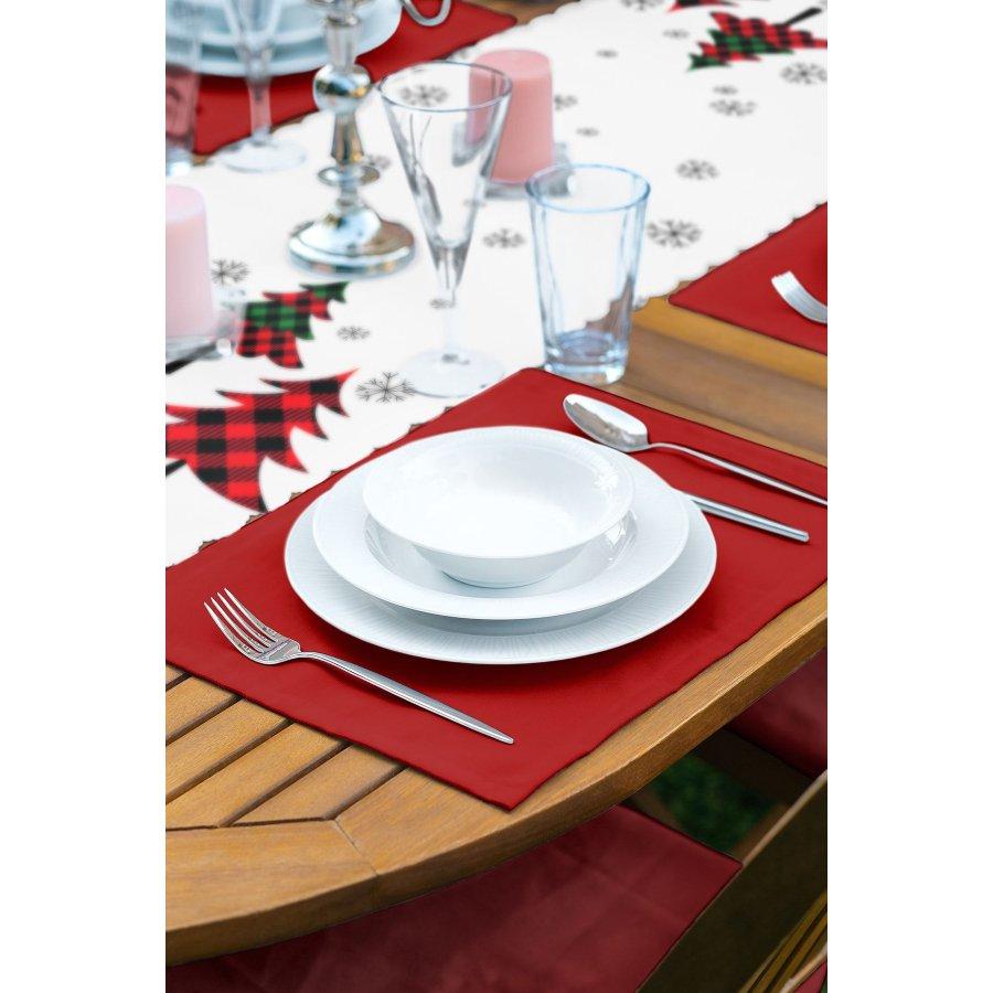 New Year Concept Christmas Tree Printed Runner and Placemat Set 5 Pieces / Placemat Table Mat Dining Table Mat Coaster