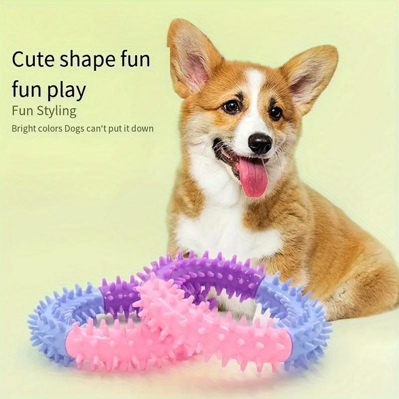 1pc TPR Dog Durable Chew Toys, Tricolor Spike Ring Dog Interactive Play Toys, Teeth Cleaning Training Toys Pet Supplies, Holiday Gifts