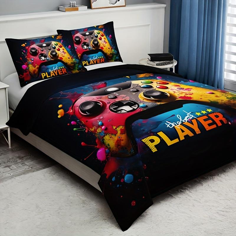 

Duvet Cover Set Color Graffiti Gamepad (1 Duvet Cover + 2 Pillowcase) Soft Breathable HD Printing Bedding Set For Home Decor 135X200cm