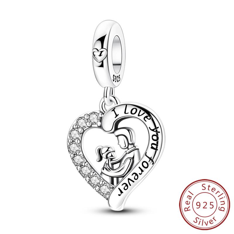 Original Copper Charms Beads Apple Gold Suitcase Family Love Charm Fit Bracelets Bangle Pendant Women Diy Jewelry